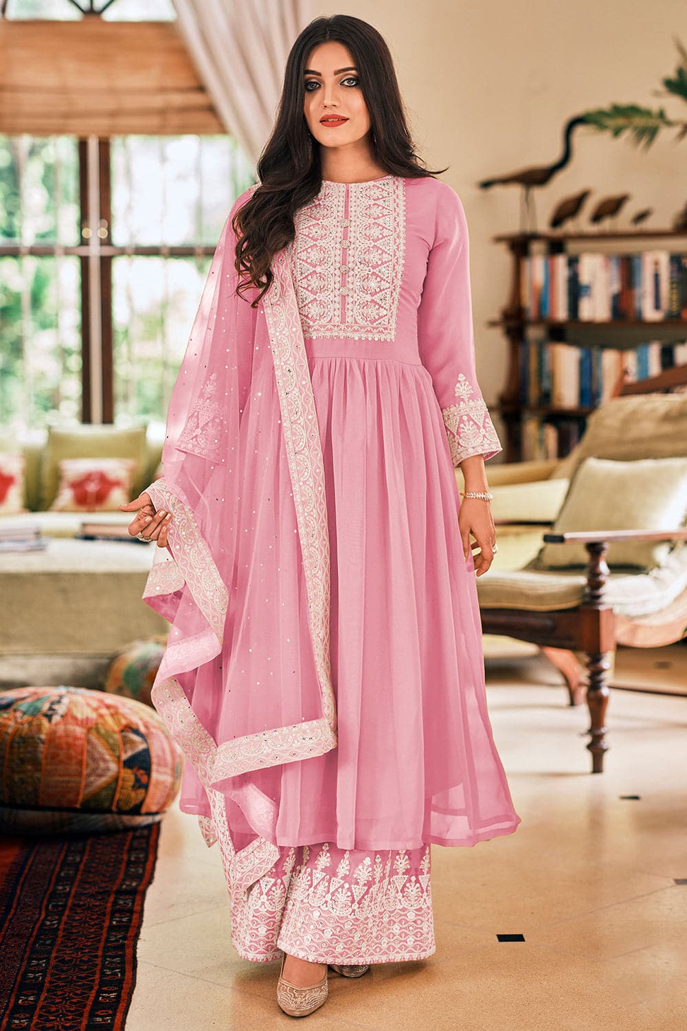 Salwar Suits : Baby pink cotton suit