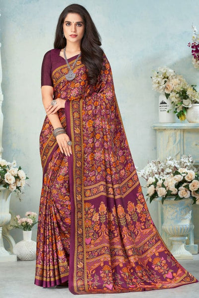 Light Pink Crepe Silk Plain Saree With Designer Blouse 270280 | Saree  designs, Saree, Crepe silk sarees