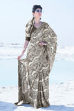 Satin Crepe Snake Print Poison - From Winter Ivy saree online