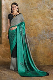 Satin Crepe The Classy Black Green Abstract Print Pure Satin Crepe Designer Saree saree online