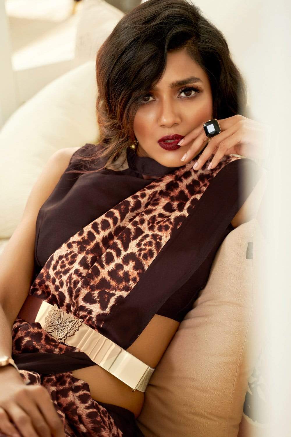 Satin Crepe The Leopard - From Retro Romance saree online