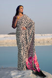 Satin Silk Saree Black And White Leopard Print Satin Silk Saree saree online