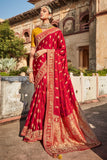 red satin silk saree