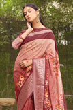 Satin Silk Saree Digital Printed Red And Peach Satin Silk Saree saree online