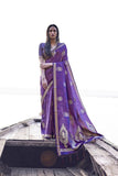 Satin Silk Saree Iris Purple Printed Satin Silk Saree saree online