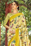 Satin Silk Saree Lemon Yellow Satin Silk Saree saree online