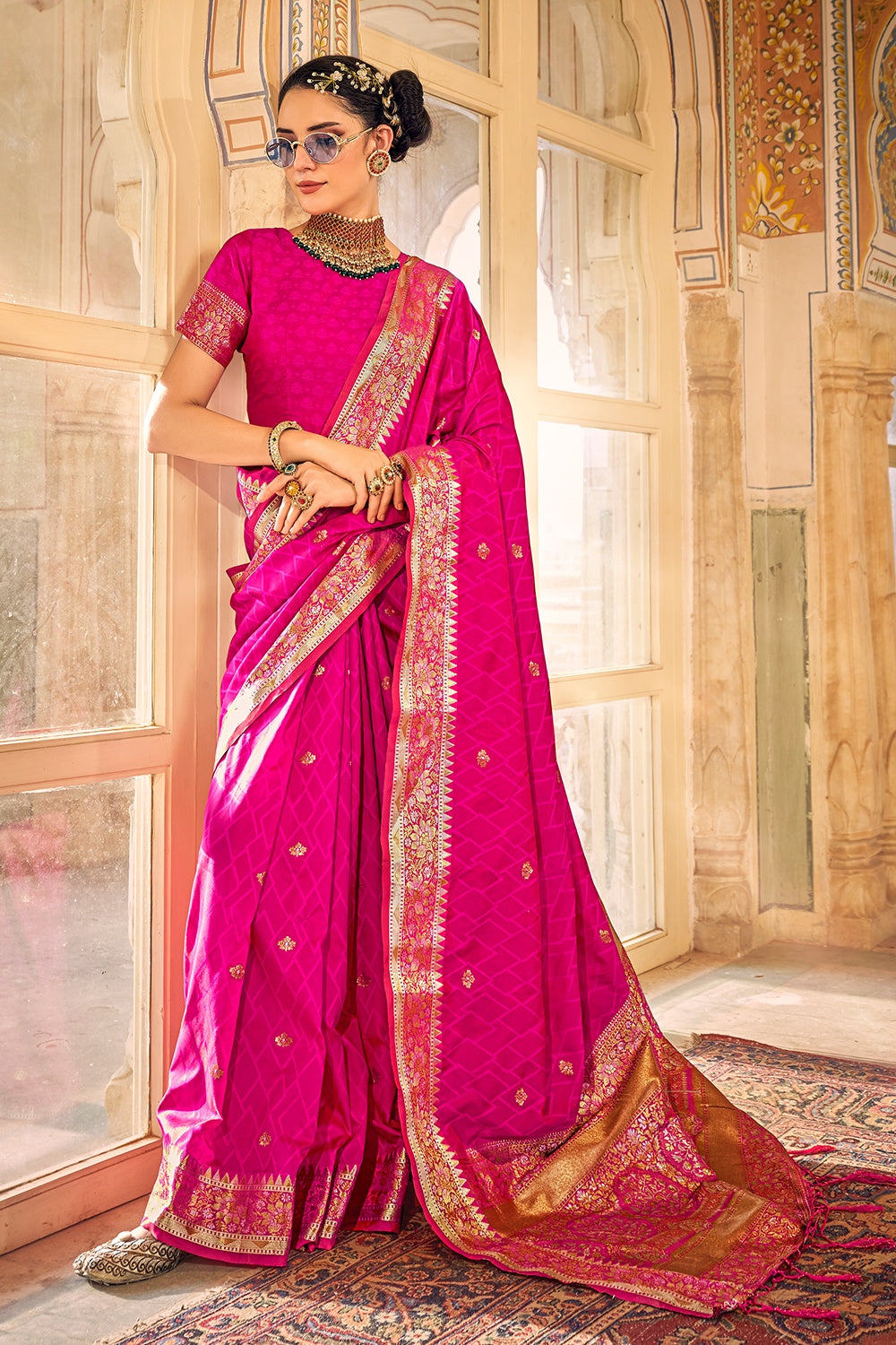 Georgette Saree In Magenta Colour - SR1540600