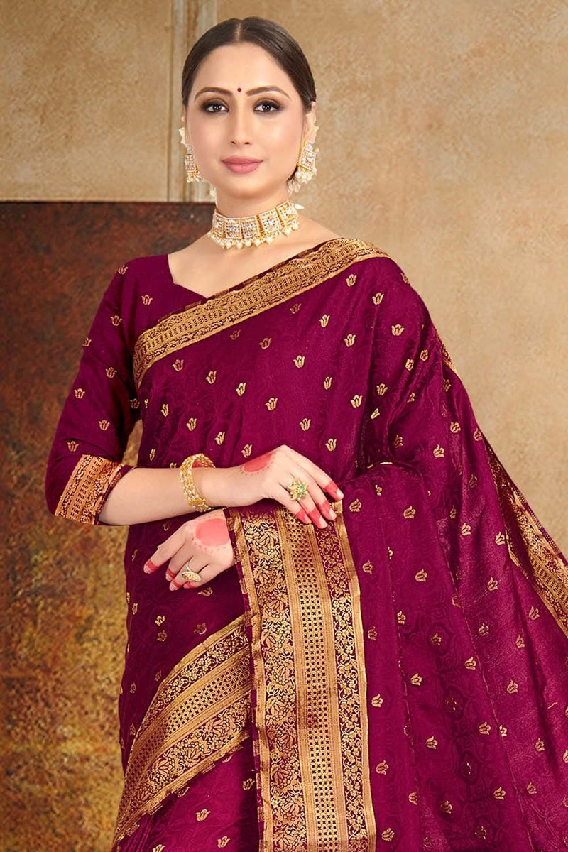 Buy Mulberry Purple Satin Silk Saree online-Karagiri – Karagiri Global