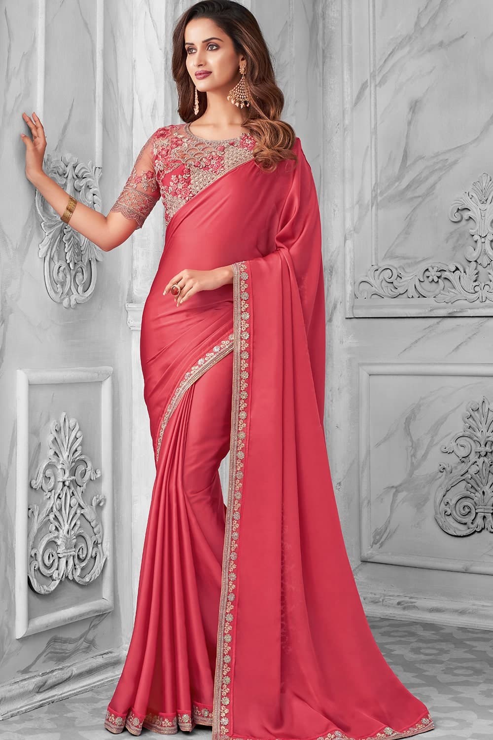 satin silk saree