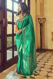 Shamrock Green Satin Silk Saree