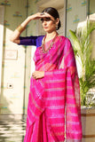 Satin Silk Saree Thread Work Magenta Pink Satin Silk Saree saree online