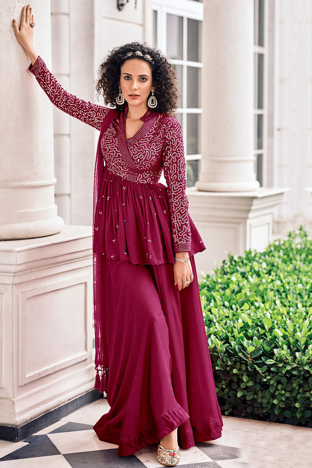 pink sharara suit