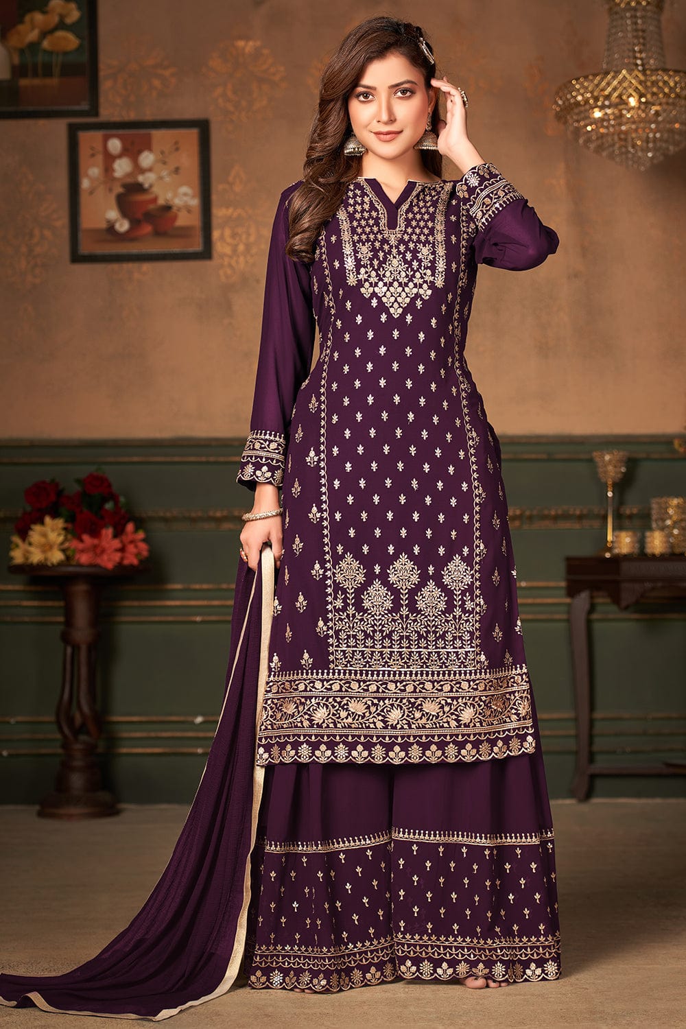 purple sharara suit