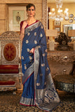 blue silk saree