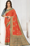 orange silk saree