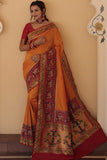 orange silk saree