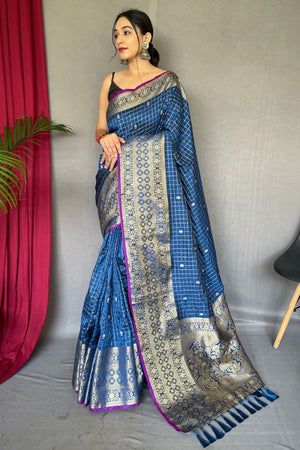 10 Beautiful Peacock Blue Bridal Saree from Across India