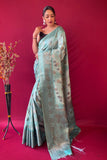 blue silk saree