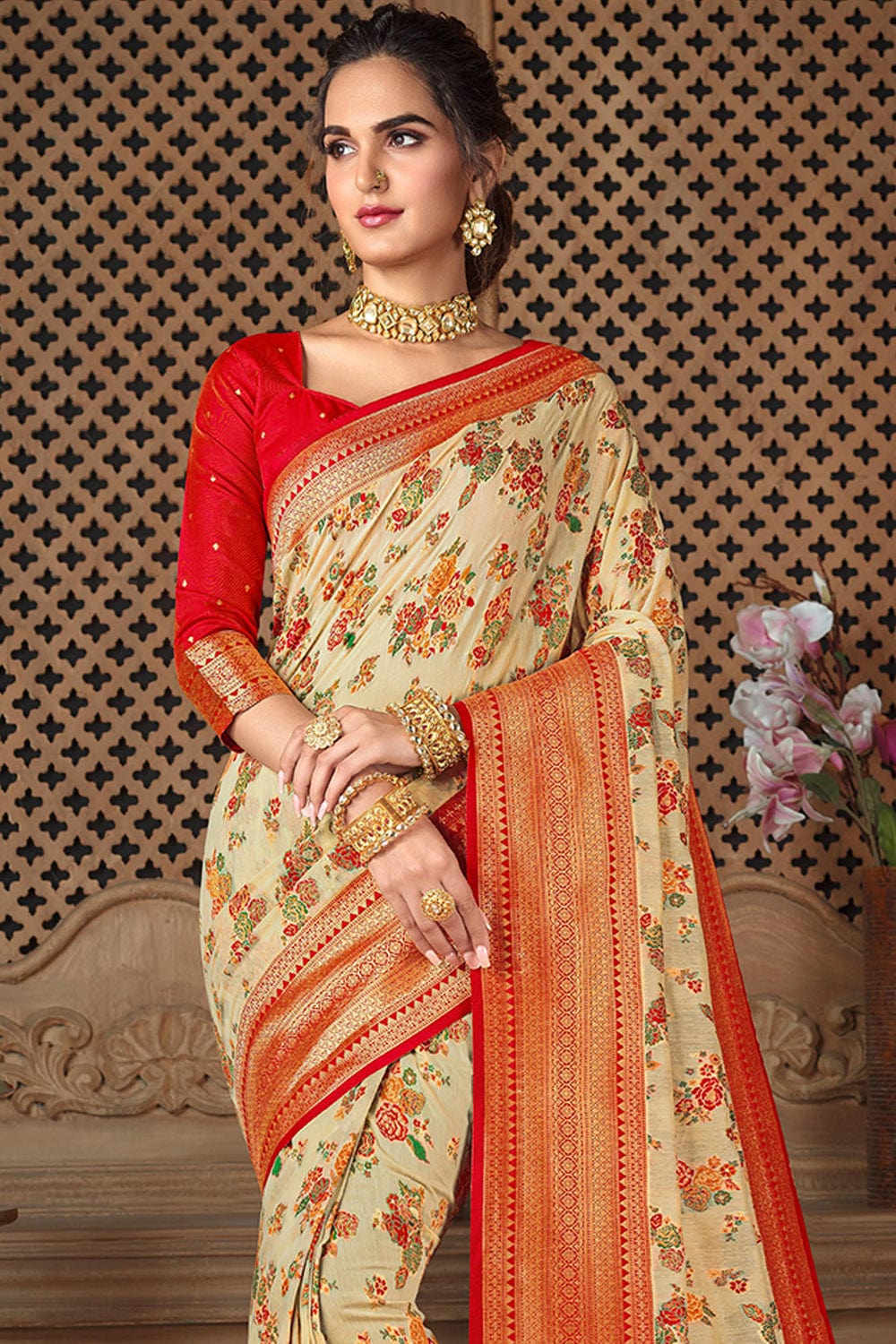 Buy Canary Yellow Banarasi Raw Silk Saree online-Karagiri – Karagiri Global