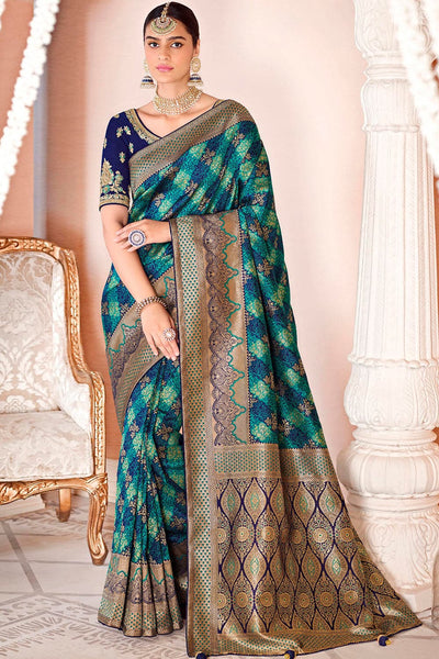 Buy Lapis Blue Silk Saree online-Karagiri – Karagiri Global