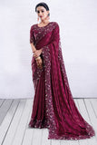 purple georgette saree