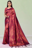 maroon silk saree