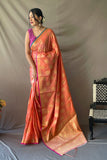 orange silk saree