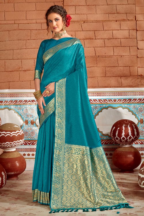 blue silk saree