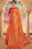 orange silk saree