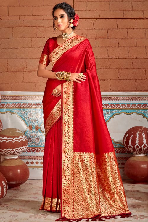 red silk saree