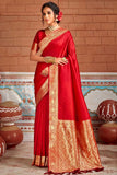 red silk saree