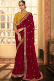 red silk saree