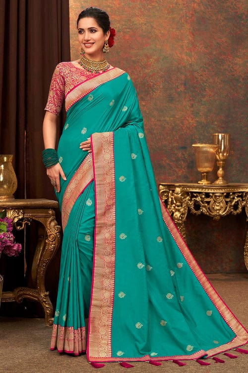 blue silk saree