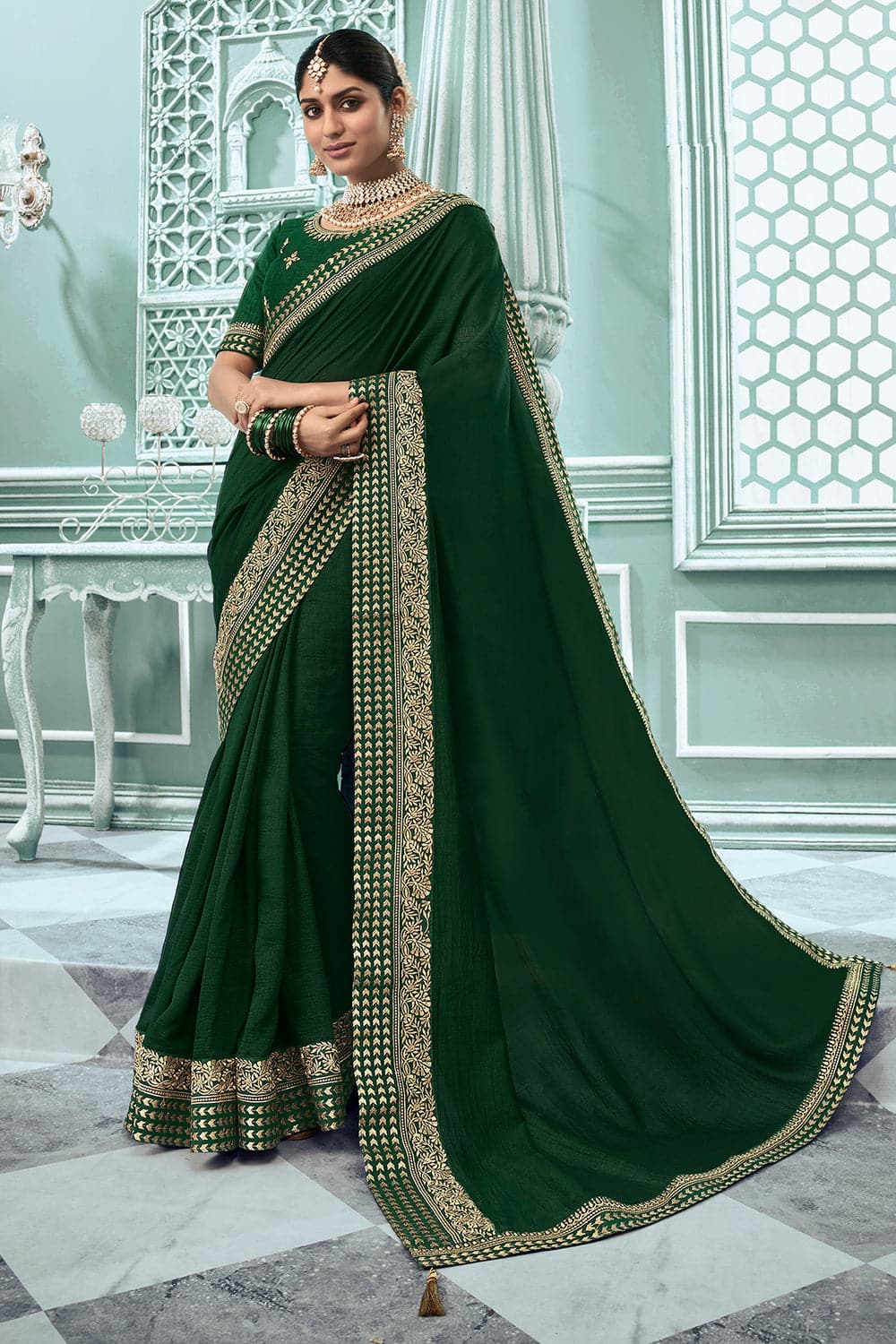 green saree