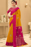 yellow silk saree