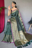 green silk saree