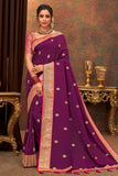 violet silk saree