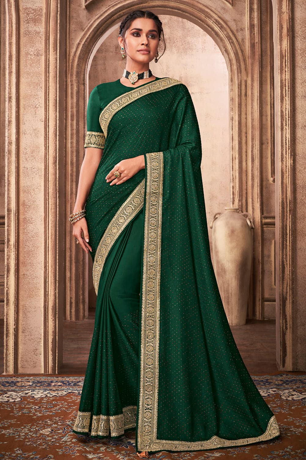 Sea green and blue Arni silk saree- – Niram Neela