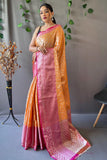 orange silk saree