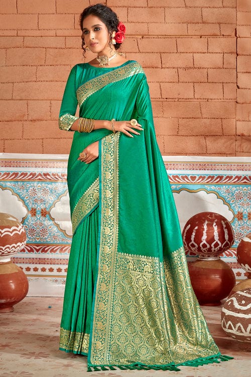 green silk saree