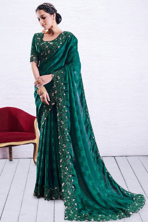 green silk saree