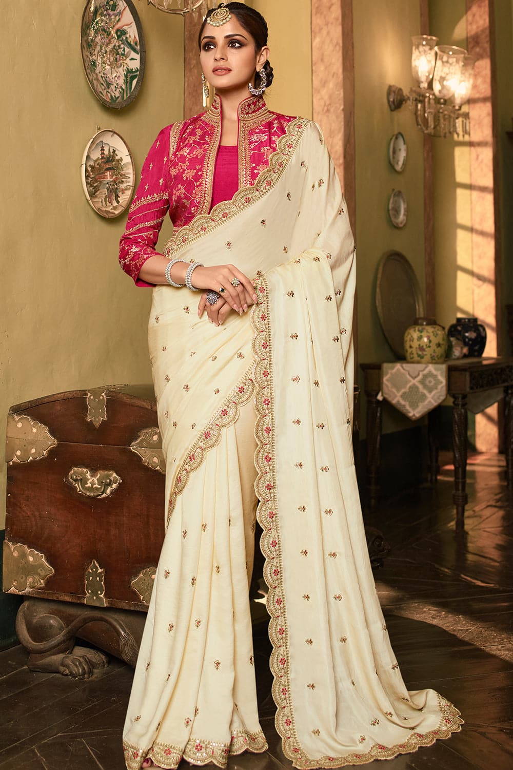 Pure Elegance - White Sarees Collection | Zeel Clothing | Color: White