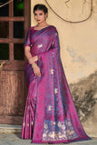 purple silk saree