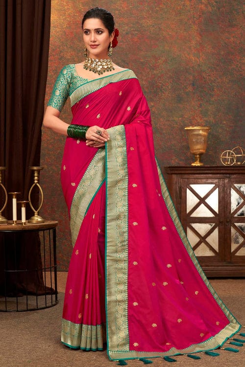 pink silk saree