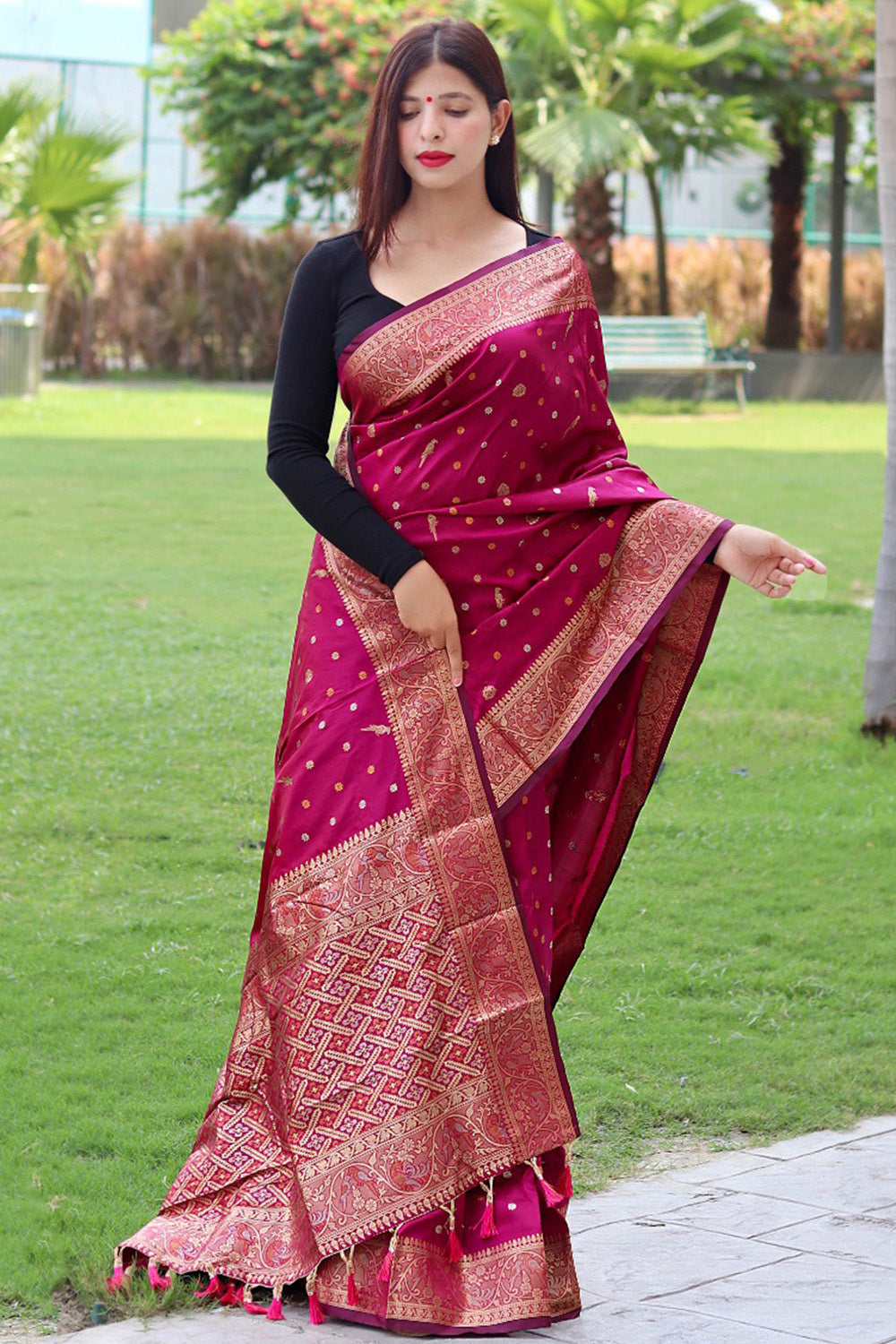 Magenta-pink Color Pure Zari Woven |Banarasi Silk Saree| Kotasilk – Kota  Silk