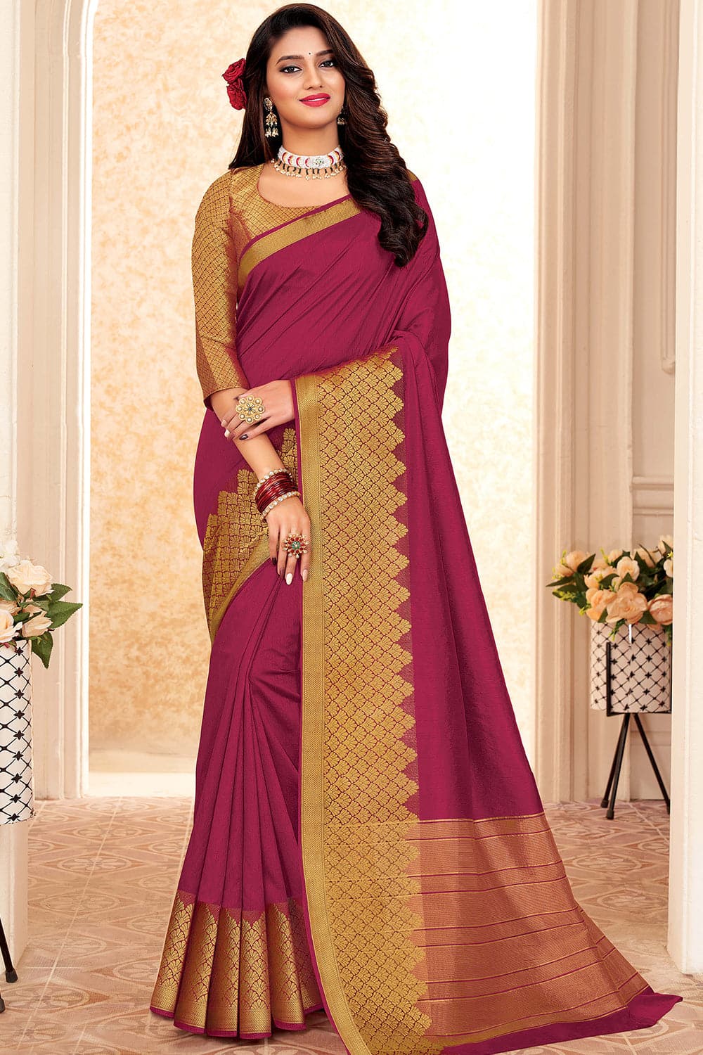 Buy Magenta Purple Silk Saree online-Karagiri – Karagiri Global