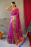 purple silk saree