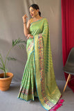 green silk saree