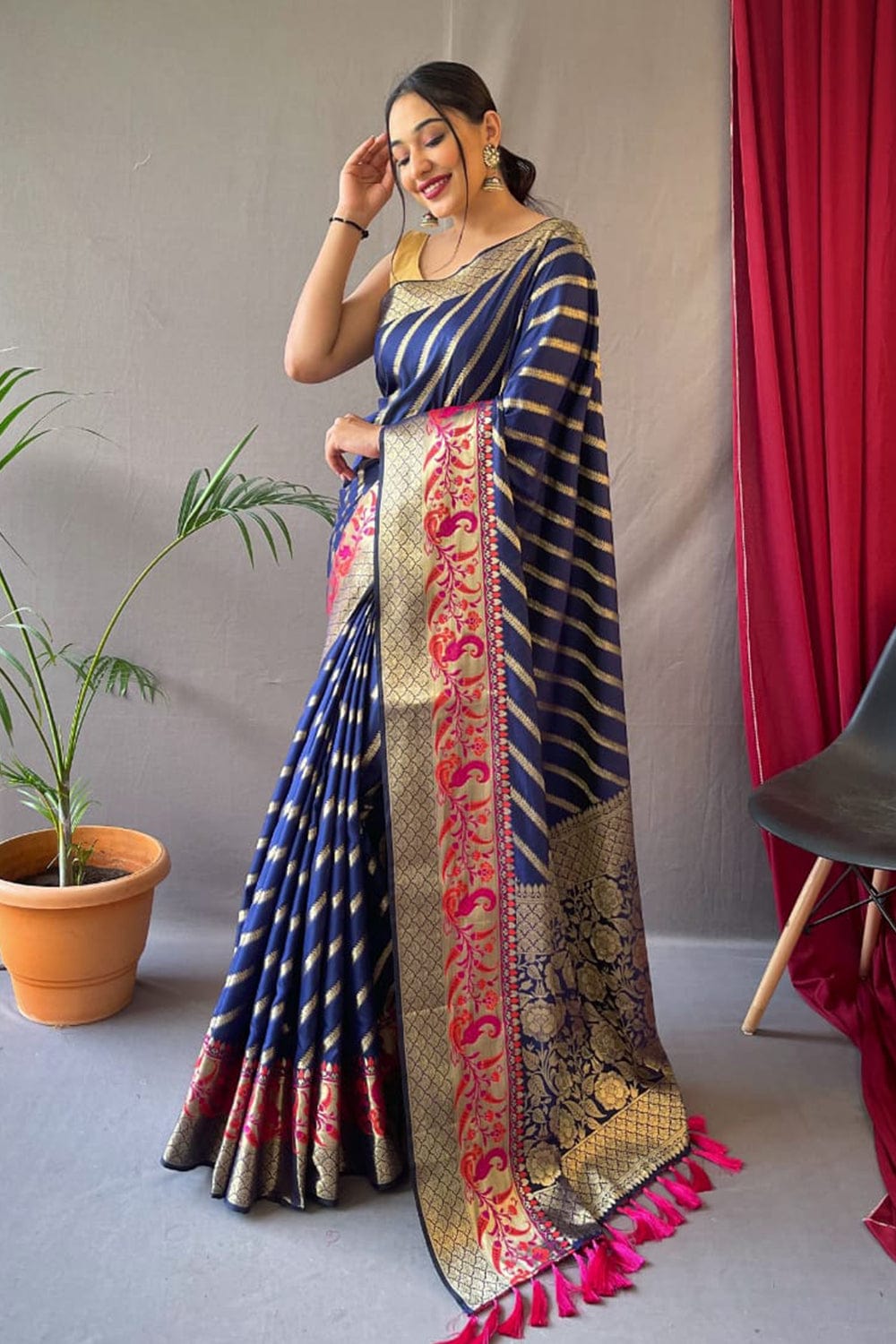 blue silk saree