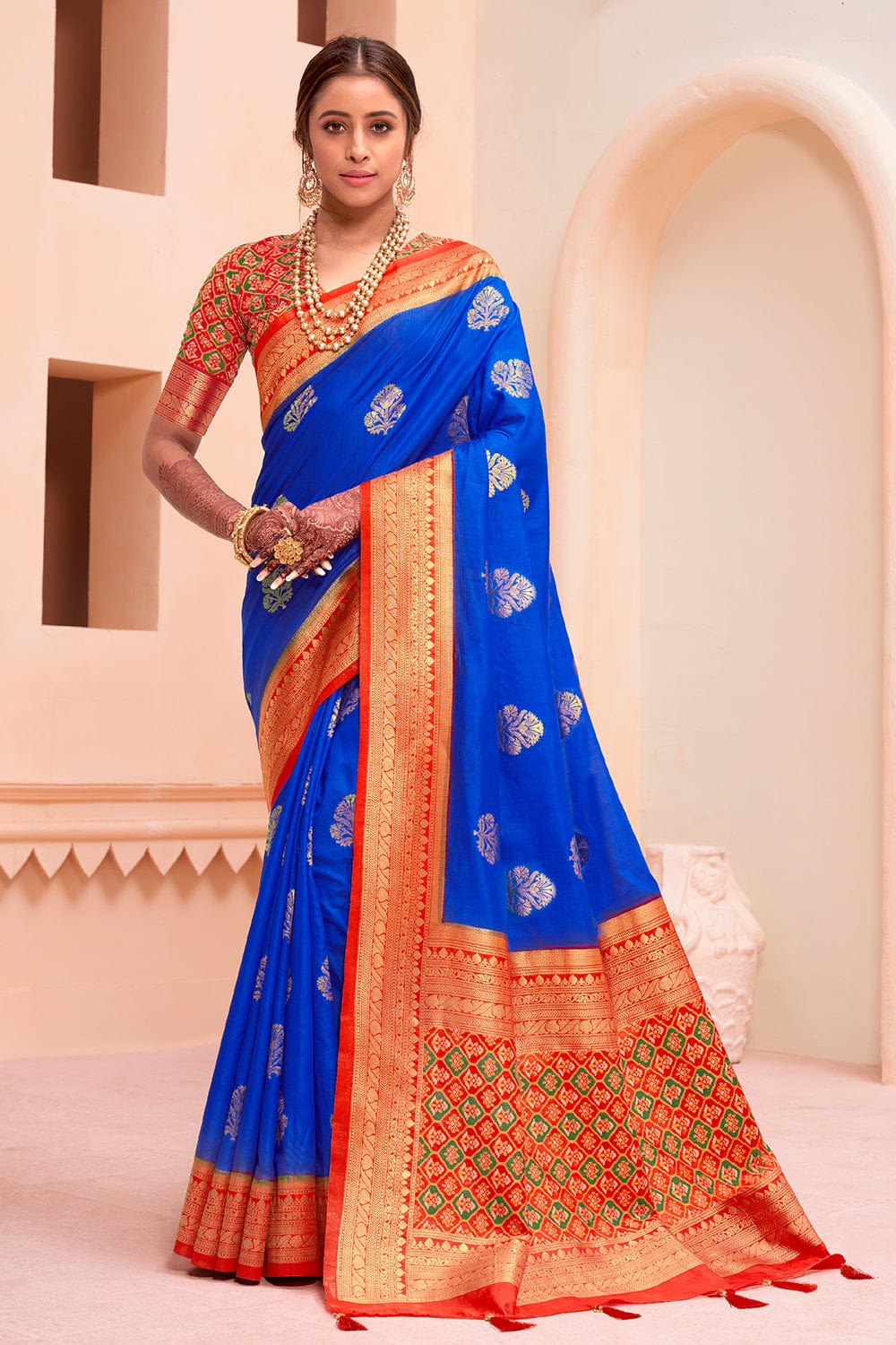 blue silk saree